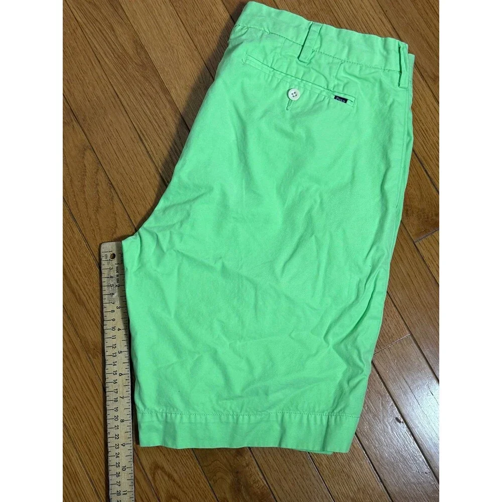Polo Ralph Lauren Classic‎ Fit Shorts Green Mens 33 100% Pima Cotton Chino - Picture 7 of 7